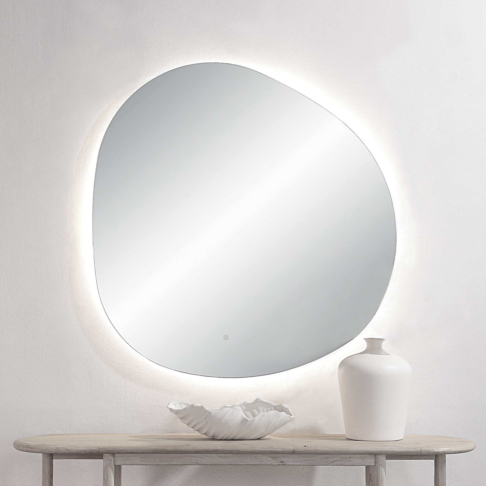 Terni 45" Tall Irregular LED Mirror, Clear-LED Mirror-DECOROLALA