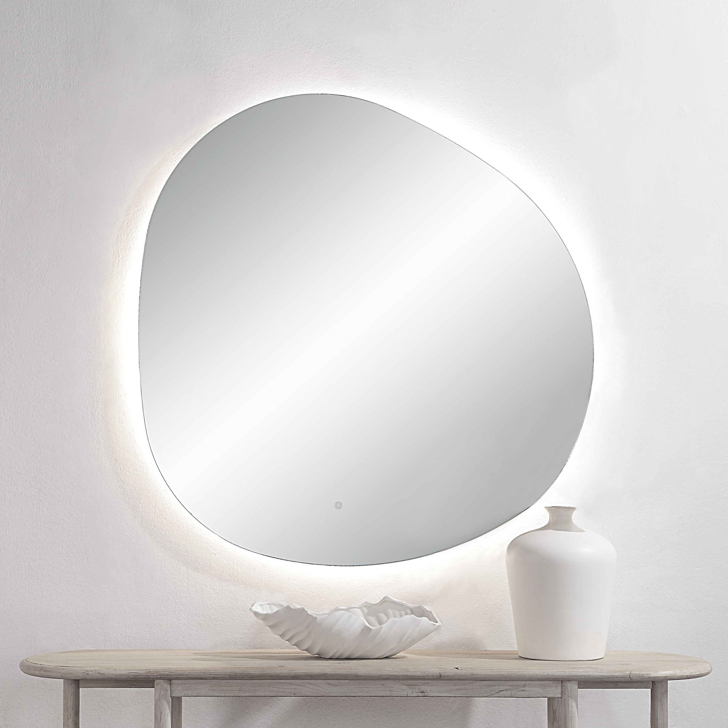 Terni 45" Tall Irregular LED Mirror, Clear-LED Mirror-DECOROLALA