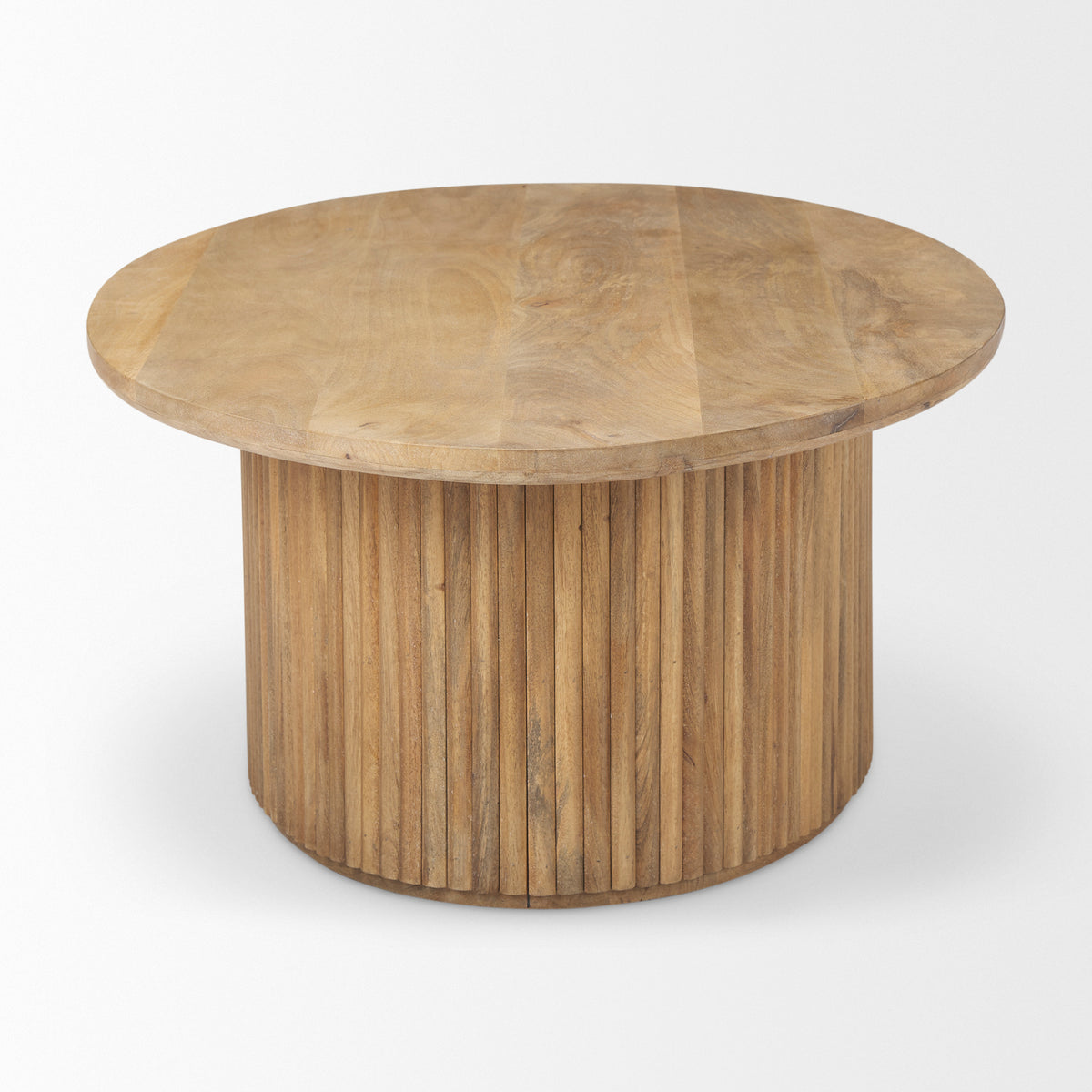 Terra 48L x 28W x 15H Dark Brown Wood Oval Fluted Coffee Table-Coffee Tables-DECOROLALA