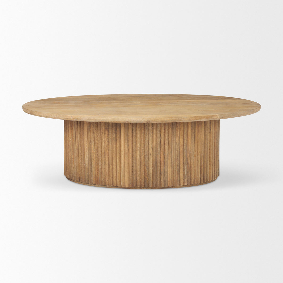 Terra 48L x 28W x 15H Dark Brown Wood Oval Fluted Coffee Table-Coffee Tables-DECOROLALA