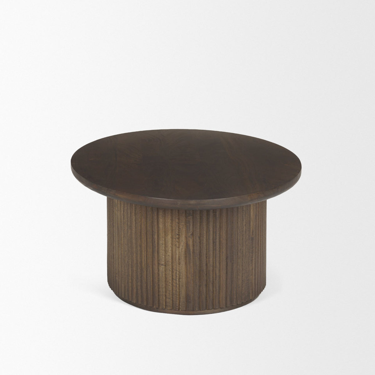 Terra 48L x 28W x 15H Dark Brown Wood Oval Fluted Coffee Table-Coffee Tables-DECOROLALA