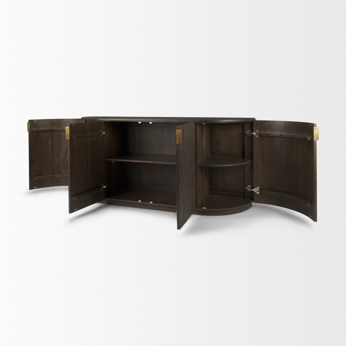 Terra 72L x 18W x 32H Dark Brown Wood Fluted Sideboard-Sideboards & Buffets-DECOROLALA