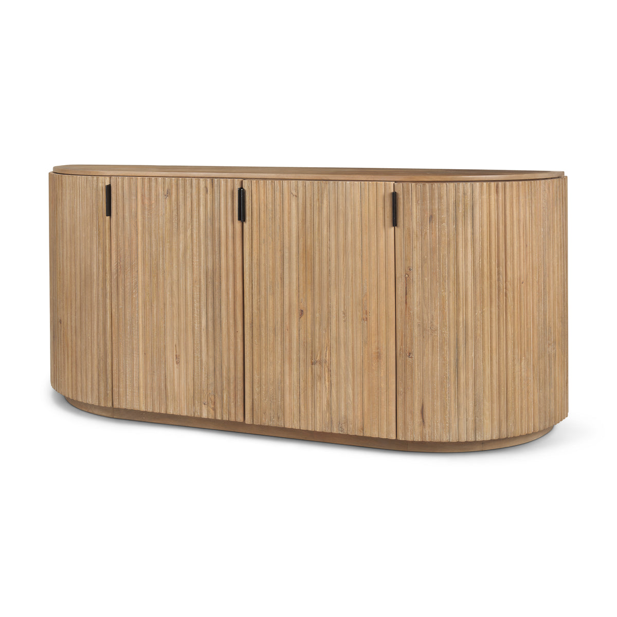 Terra 72L x 18W x 32H Dark Brown Wood Fluted Sideboard-Sideboards & Buffets-DECOROLALA