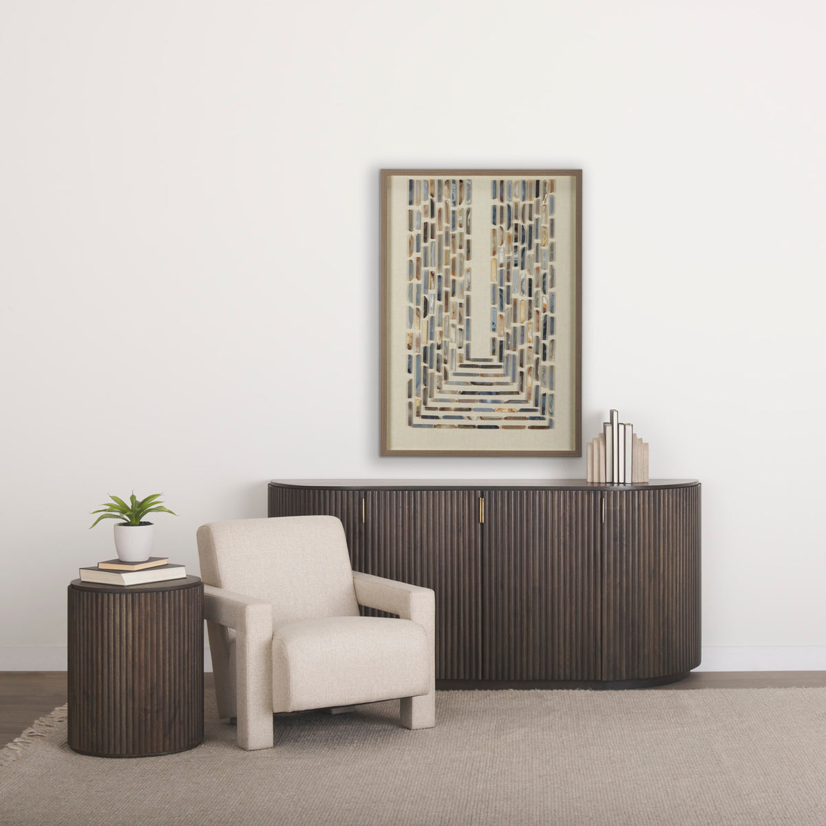 Terra 72L x 18W x 32H Dark Brown Wood Fluted Sideboard-Sideboards & Buffets-DECOROLALA