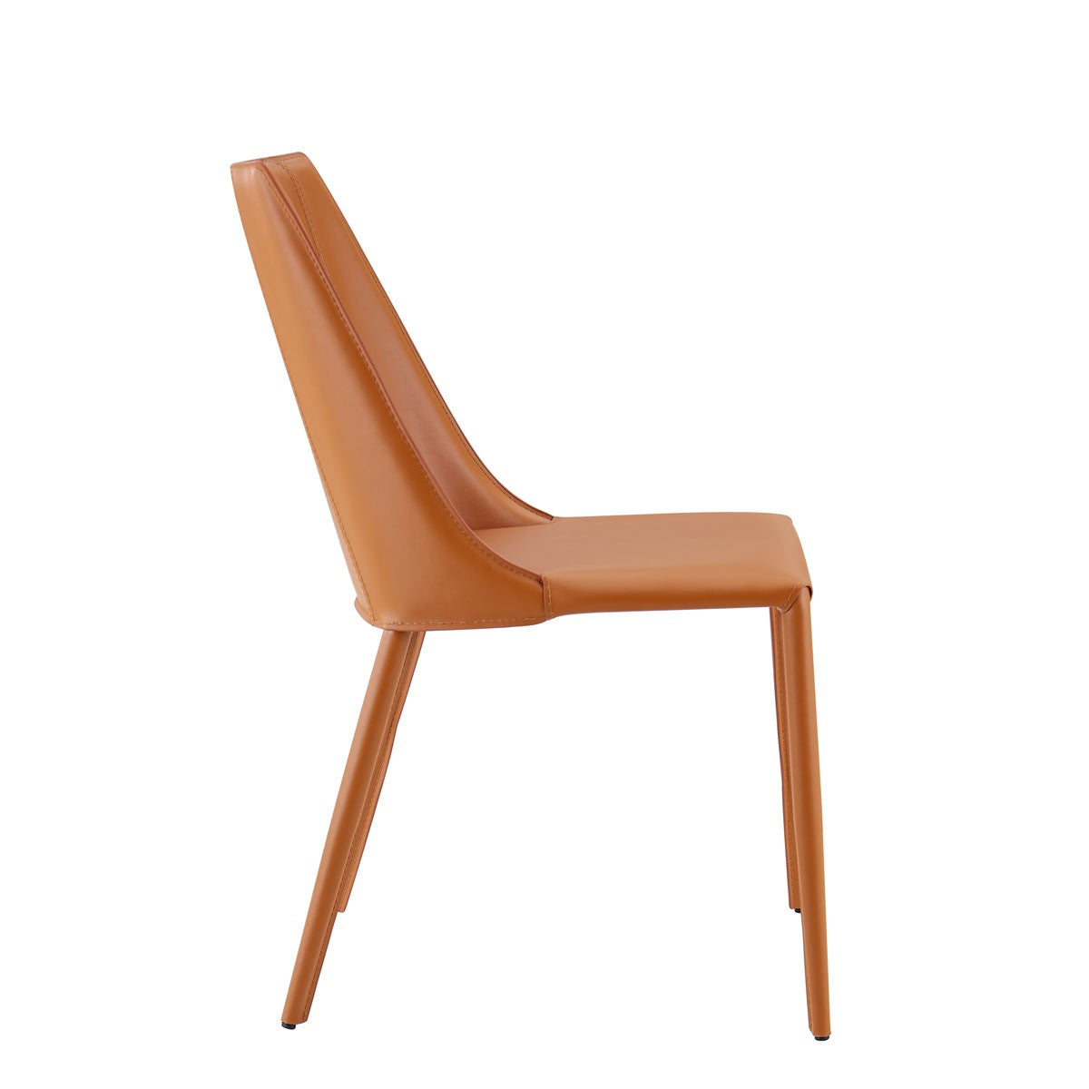 Terra Cotta Upholstered Leather Dining Side Chair-Dining Chairs-DECOROLALA