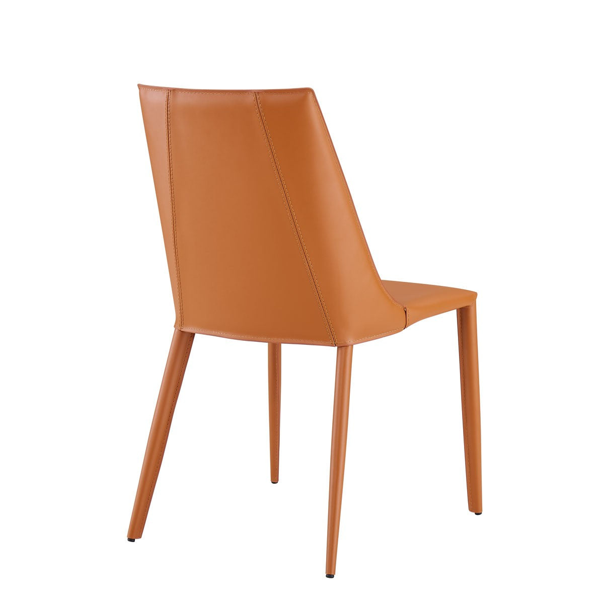 Terra Cotta Upholstered Leather Dining Side Chair-Dining Chairs-DECOROLALA