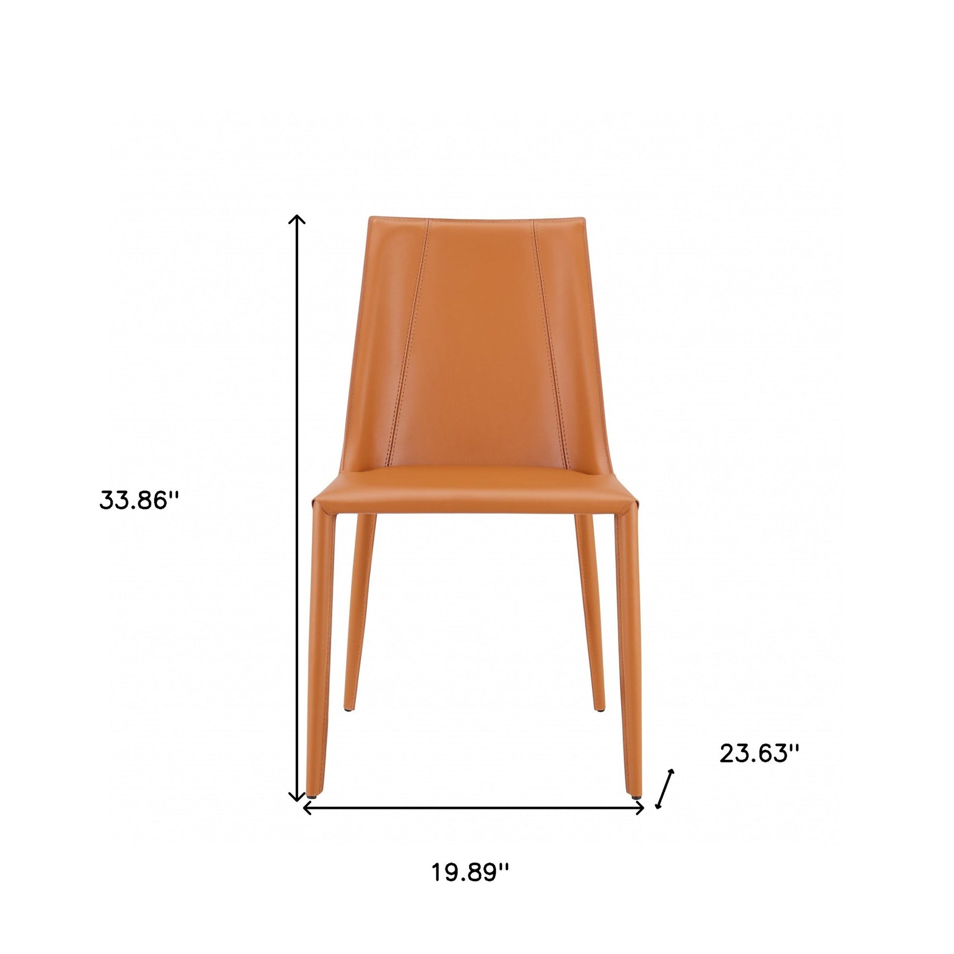Terra Cotta Upholstered Leather Dining Side Chair-Dining Chairs-DECOROLALA