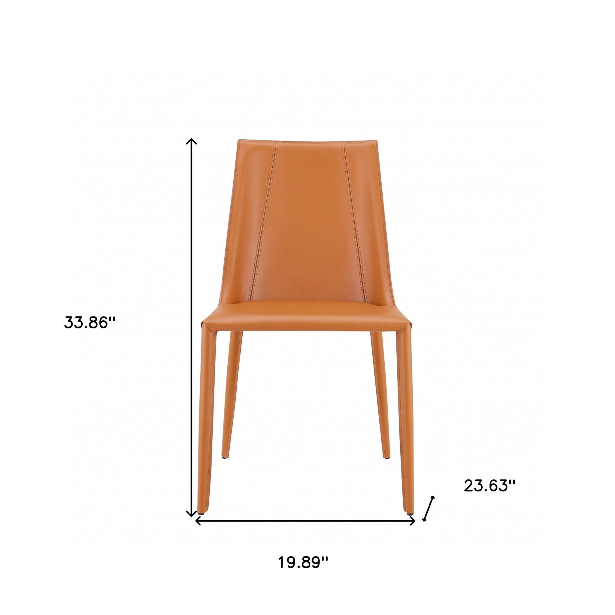 Terra Cotta Upholstered Leather Dining Side Chair-Dining Chairs-DECOROLALA