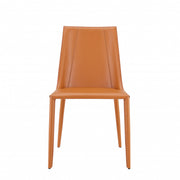 Terra Cotta Upholstered Leather Dining Side Chair-Dining Chairs-DECOROLALA