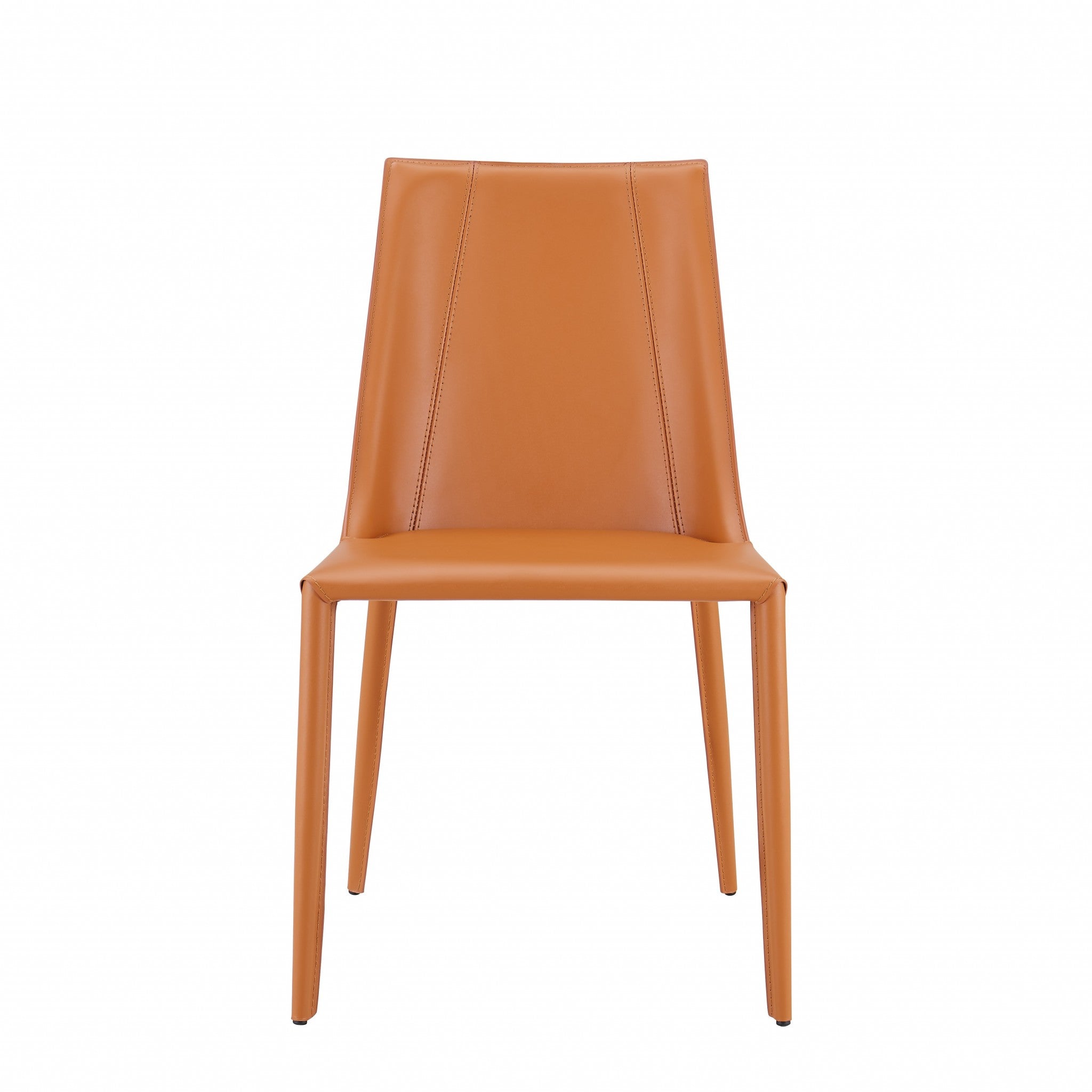 Terra Cotta Upholstered Leather Dining Side Chair-Dining Chairs-DECOROLALA