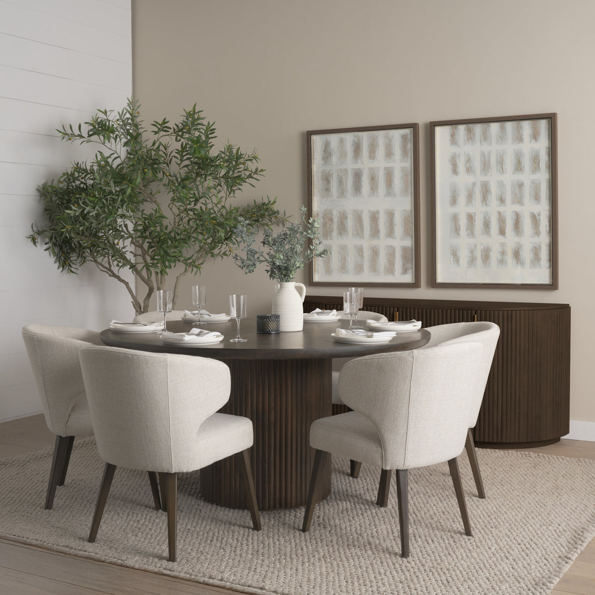 Terra Dining Table, 6 Niles Chairs, and Sideboard-Dining Tables-DECOROLALA