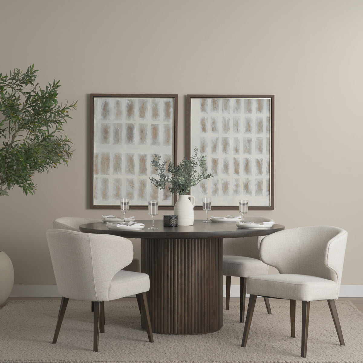 Terra Fluted Dining Table - 4 Niles Chairs-Dining Tables-DECOROLALA
