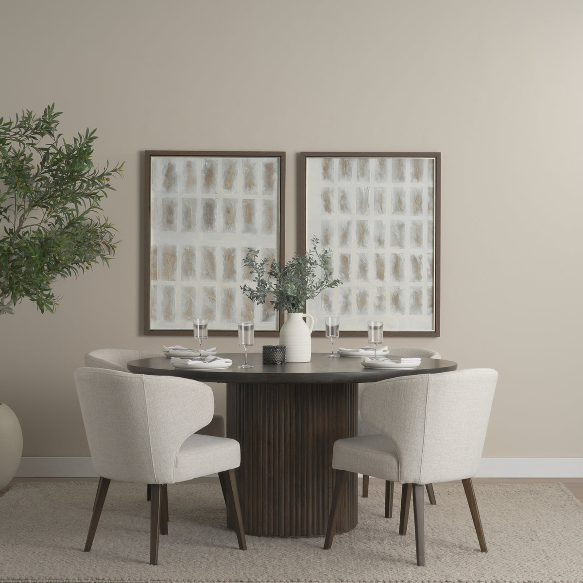 Terra Fluted Dining Table - 4 Niles Chairs-Dining Tables-DECOROLALA