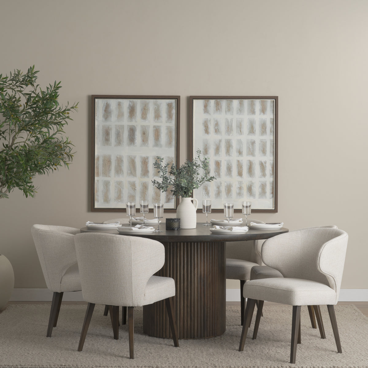 Terra Fluted Dining Table - 6 Niles Chairs-Dining Tables-DECOROLALA