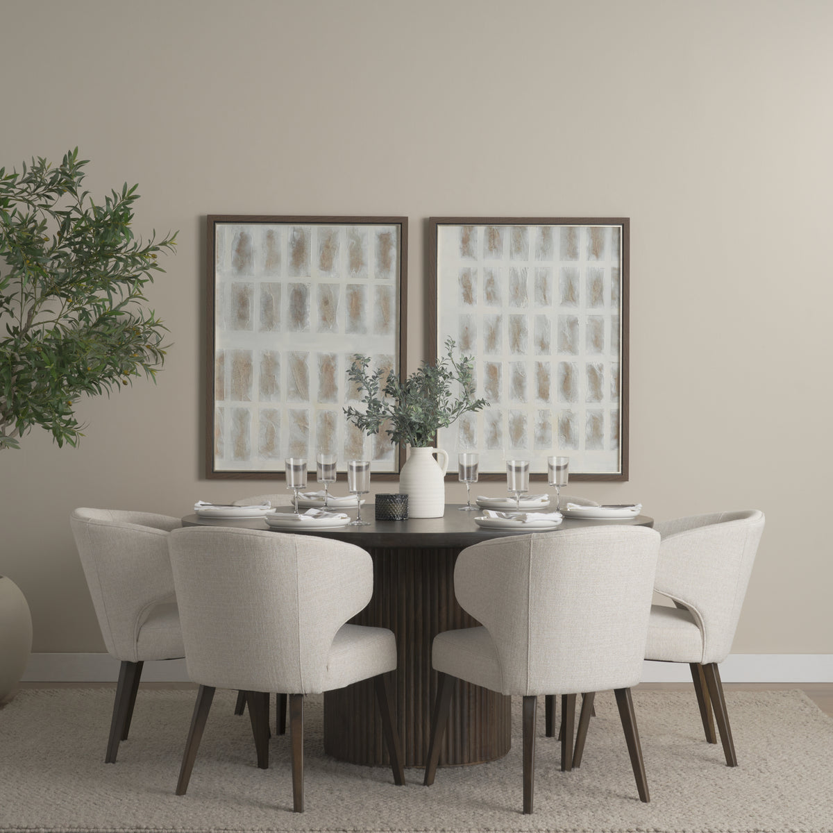 Terra Fluted Dining Table - 6 Niles Chairs-Dining Tables-DECOROLALA