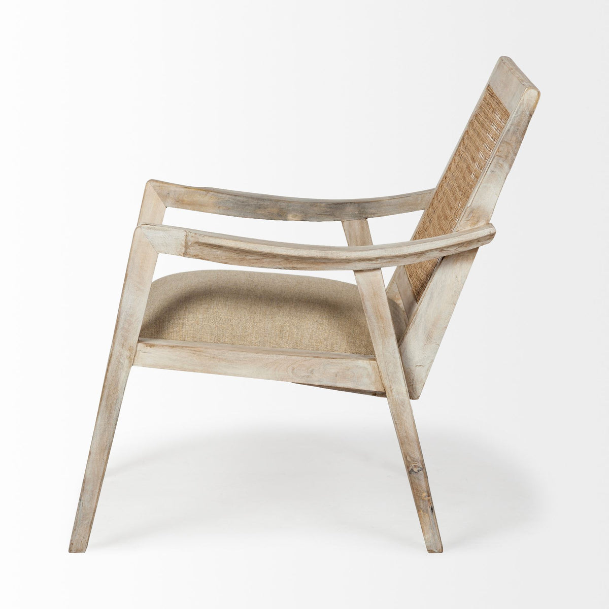 Teryn Cream Linen Seat And Natural Wooden Base w/ Mesh Back Accent Chair-Accent Chairs-DECOROLALA