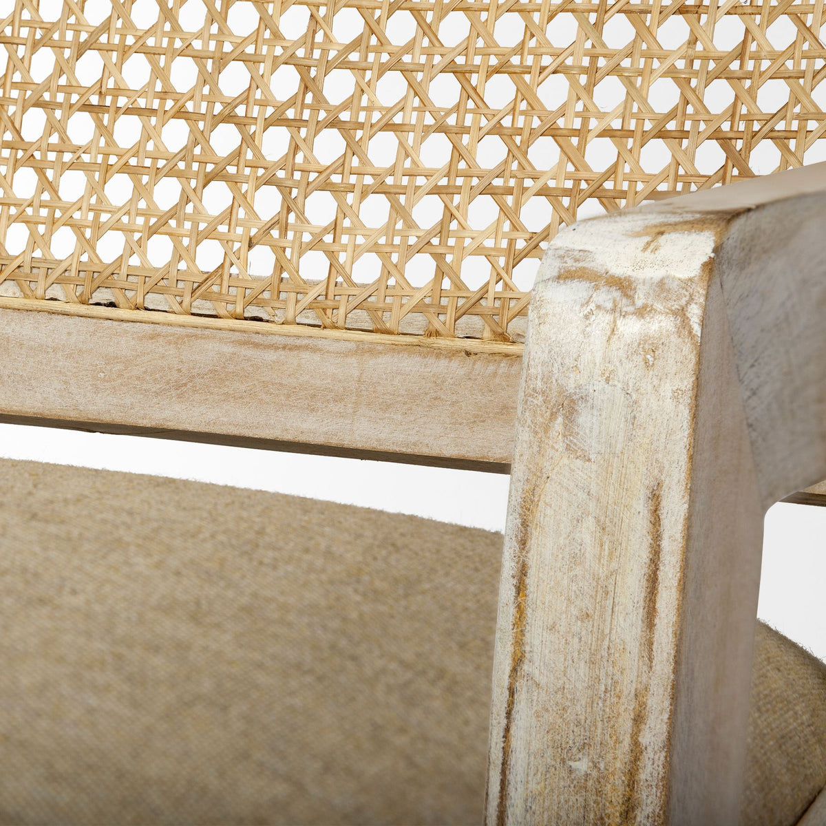 Teryn Cream Linen Seat And Natural Wooden Base w/ Mesh Back Accent Chair-Accent Chairs-DECOROLALA