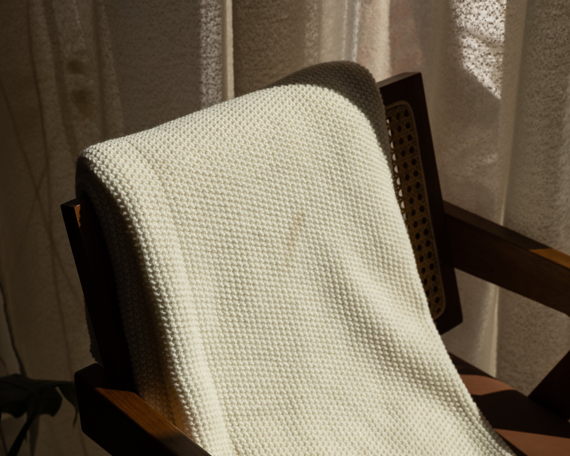 Textured Cream Knit Throw Blanket-Throw Blankets-DECOROLALA