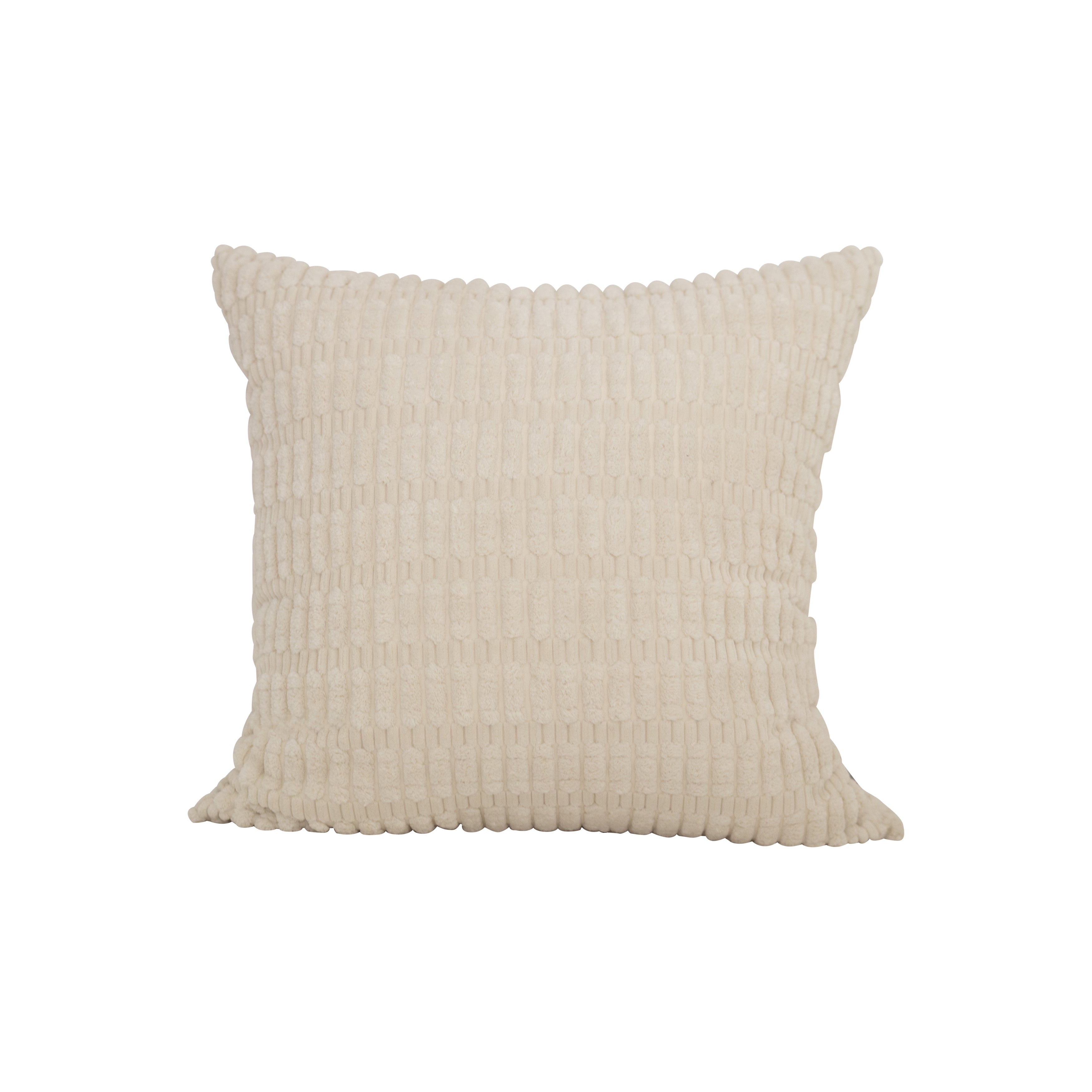 Textured Plush Cream Decorative Pillow-Decorative Cushions-DECOROLALA