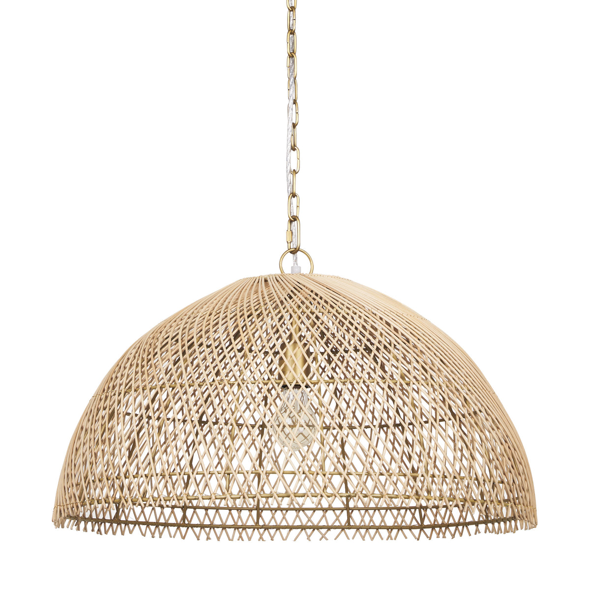 Thad 1-Light Natural Woven Rattan Dome Pendant-Pendant Lighting-DECOROLALA