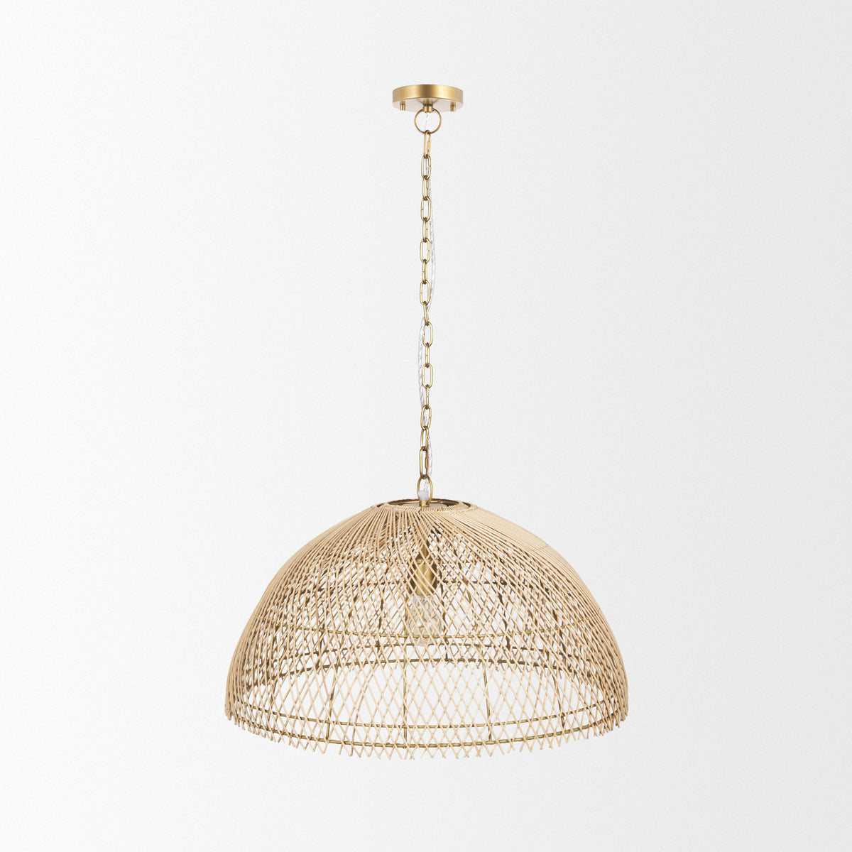 Thad 1-Light Natural Woven Rattan Dome Pendant-Pendant Lighting-DECOROLALA