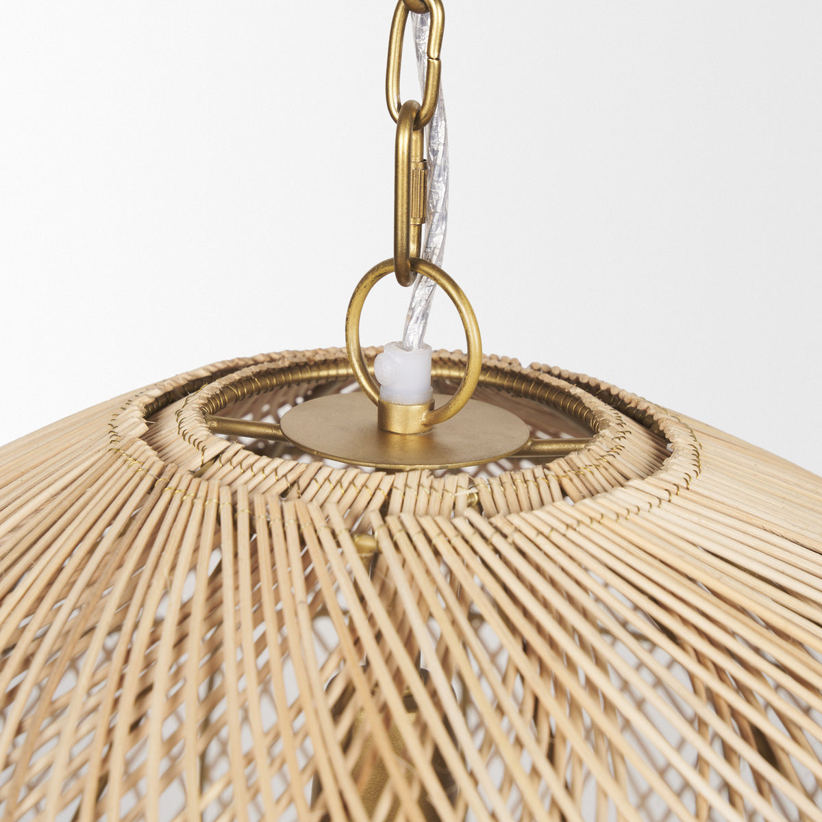 Thad 1-Light Natural Woven Rattan Dome Pendant-Pendant Lighting-DECOROLALA