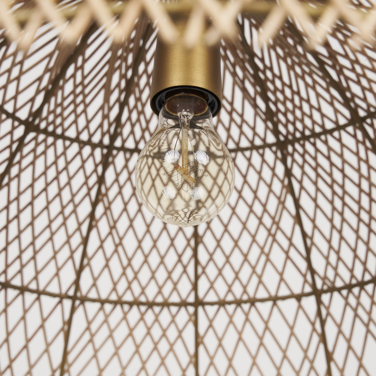 Thad 1-Light Natural Woven Rattan Dome Pendant-Pendant Lighting-DECOROLALA