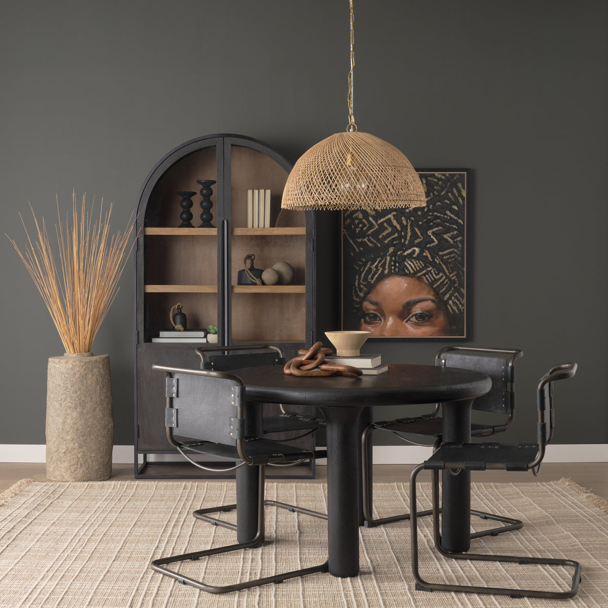 Thad 1-Light Natural Woven Rattan Dome Pendant-Pendant Lighting-DECOROLALA