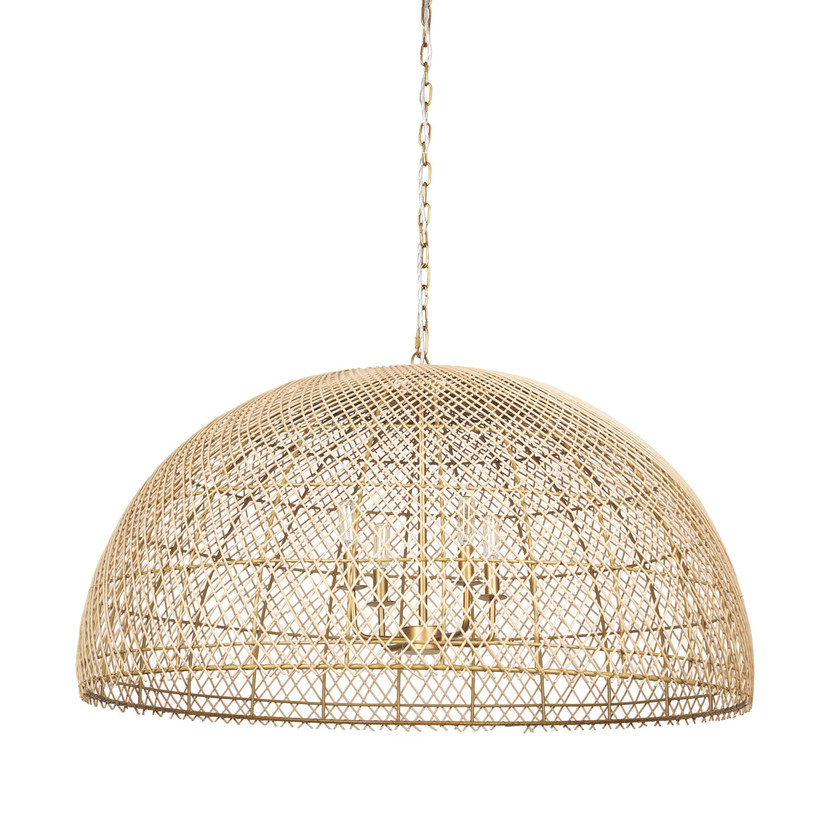 Thad 4-Light Natural Rattan Dome Chandelier-Chandeliers-DECOROLALA