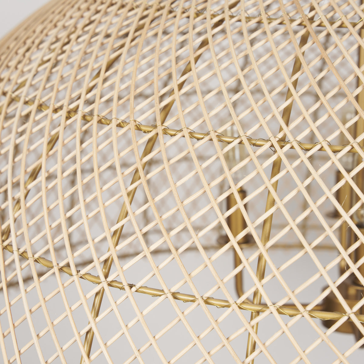 Thad 4-Light Natural Woven Rattan Dome Chandelier-Chandeliers-DECOROLALA