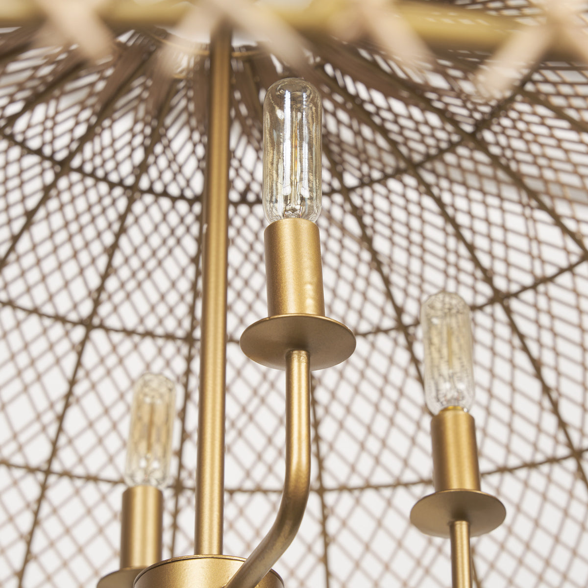 Thad 4-Light Natural Woven Rattan Dome Chandelier-Chandeliers-DECOROLALA