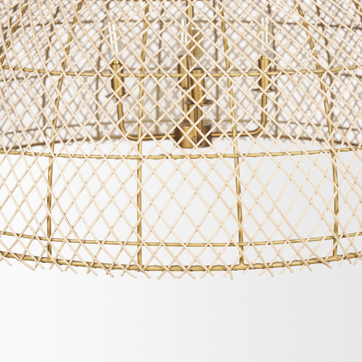 Thad 4-Light Natural Woven Rattan Dome Chandelier-Chandeliers-DECOROLALA