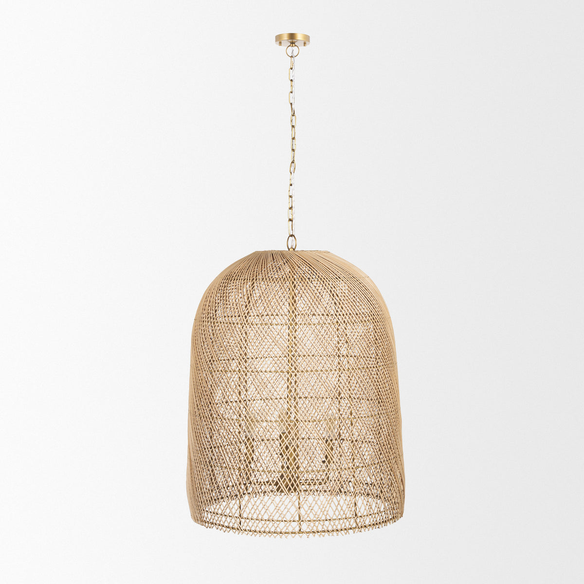 Thad 4-Light Natural Woven Rattan Foyer Chandelier-Chandeliers-DECOROLALA