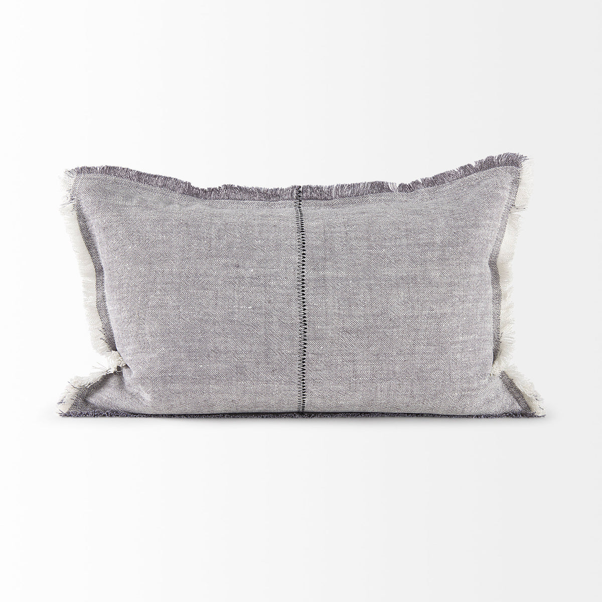 Thais 13x21 Gray Fabric Fringed Decorative Pillow Cover-Decorative Pillows-DECOROLALA