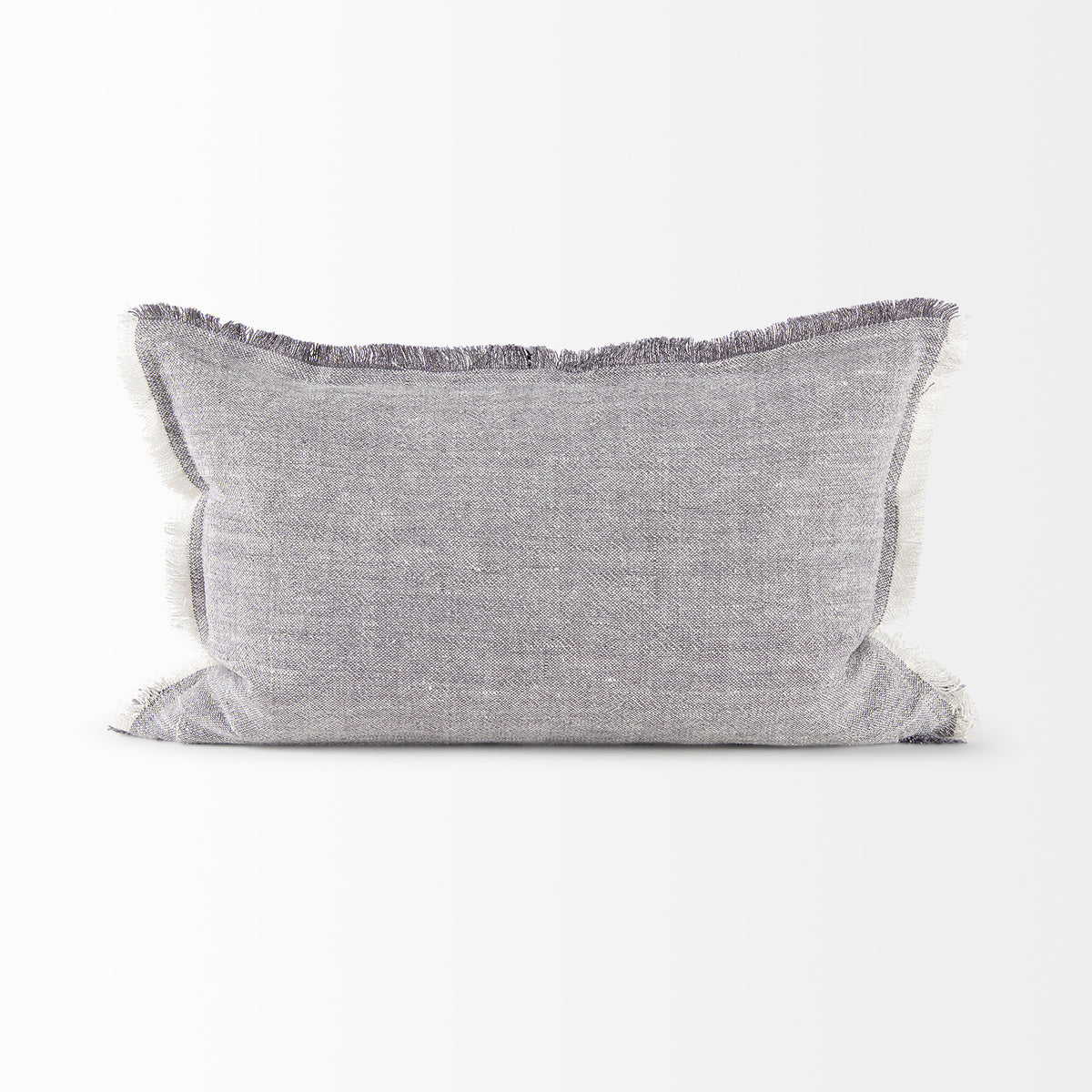 Thais 13x21 Gray Fabric Fringed Decorative Pillow Cover-Decorative Pillows-DECOROLALA