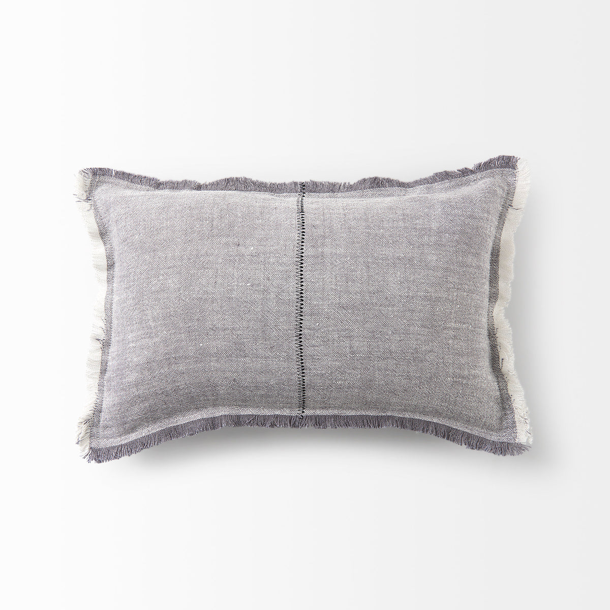 Thais 13x21 Gray Fabric Fringed Decorative Pillow Cover-Decorative Pillows-DECOROLALA