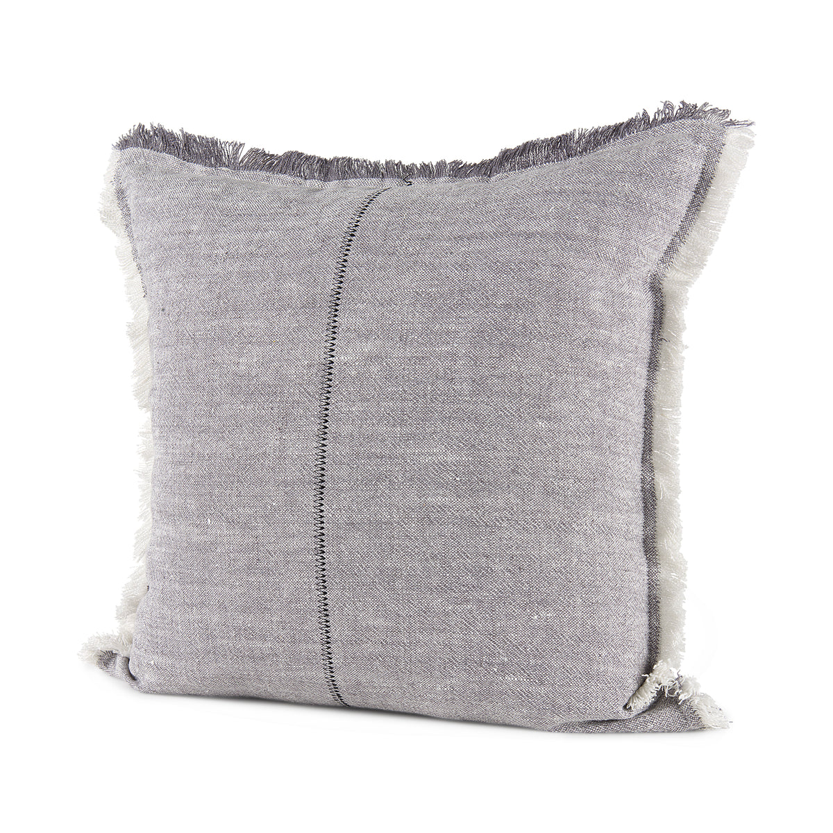 Thais 20x20 Blue and Cream Fringed Pillow Cover-Decorative Pillows-DECOROLALA
