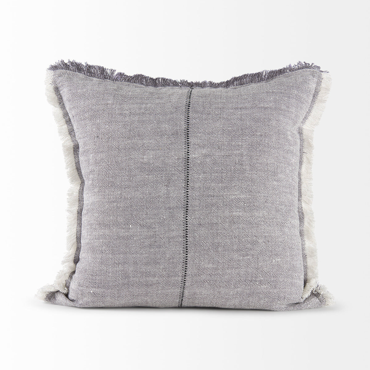 Thais 20x20 Blue and Cream Fringed Pillow Cover-Decorative Pillows-DECOROLALA