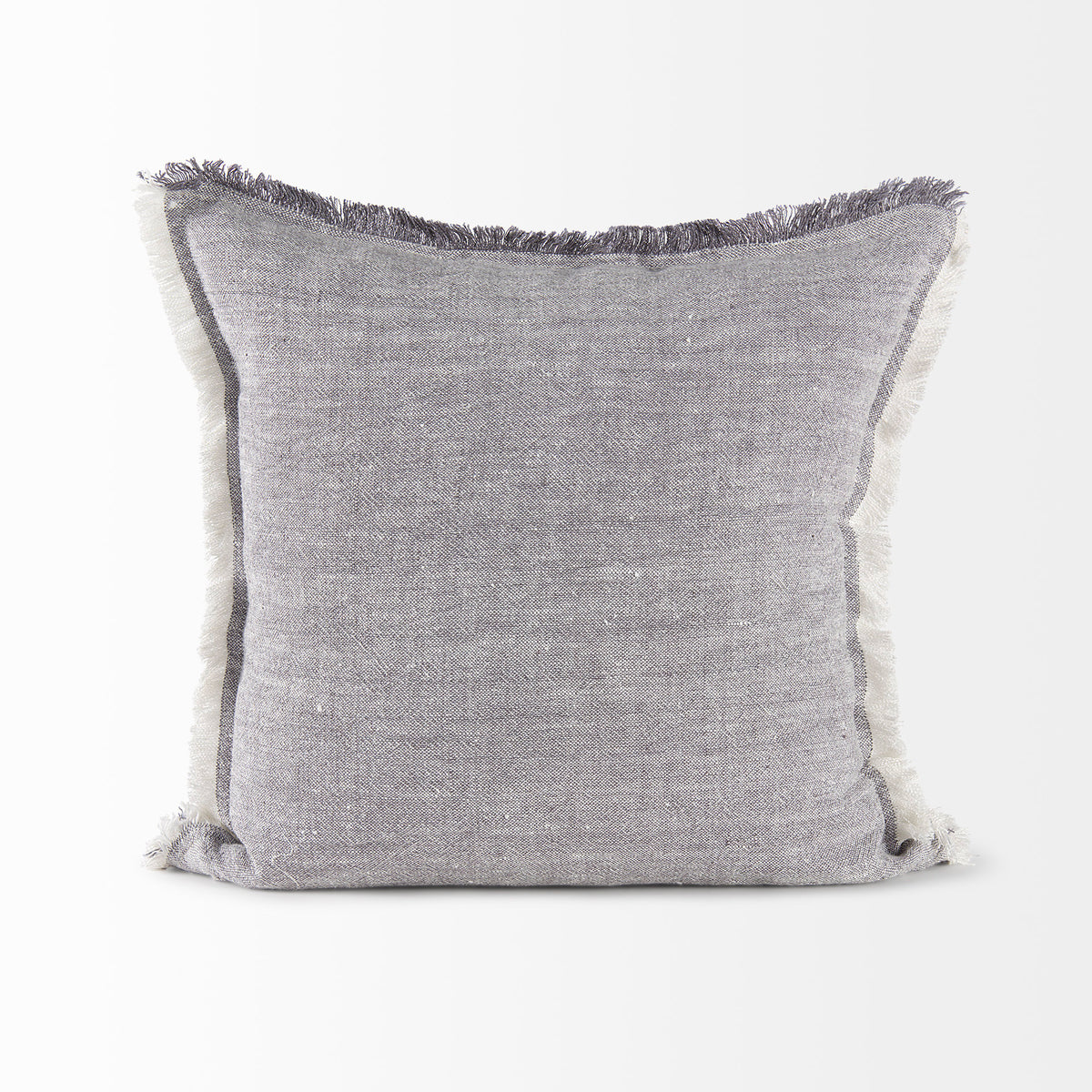 Thais 20x20 Blue and Cream Fringed Pillow Cover-Decorative Pillows-DECOROLALA