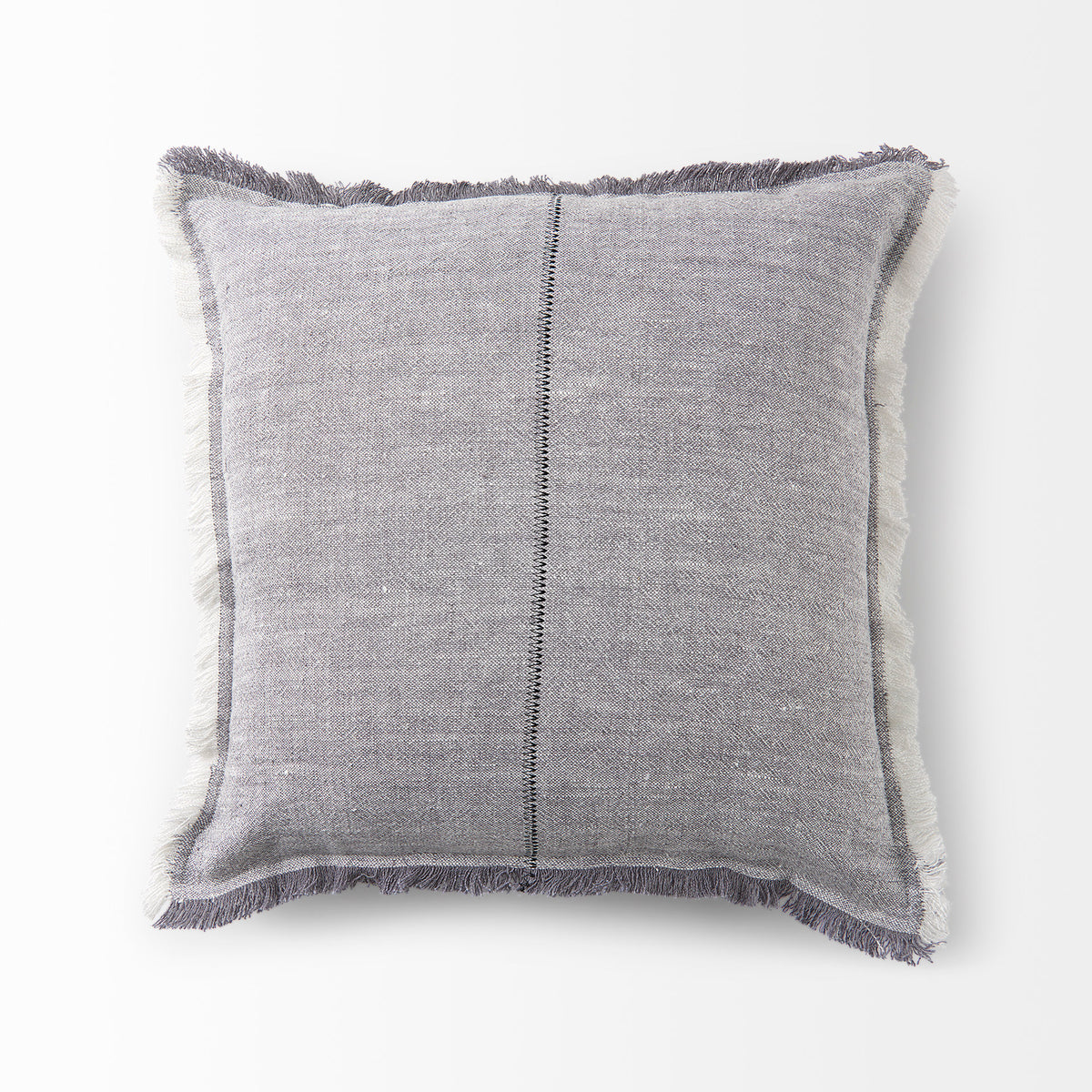 Thais 20x20 Blue and Cream Fringed Pillow Cover-Decorative Pillows-DECOROLALA