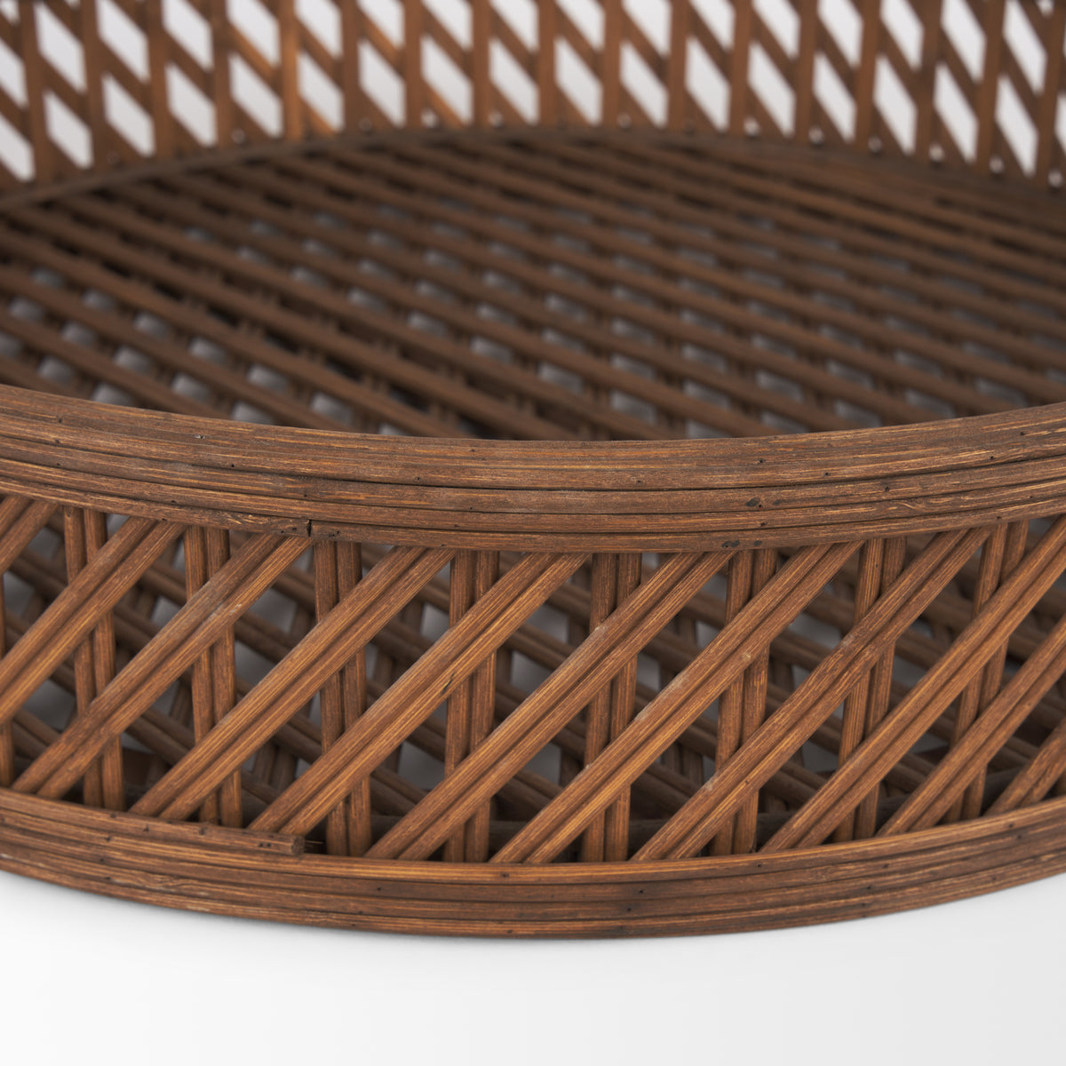 Thala Medium Brown Round Wicker Tray (Set of 2)-Trays-DECOROLALA