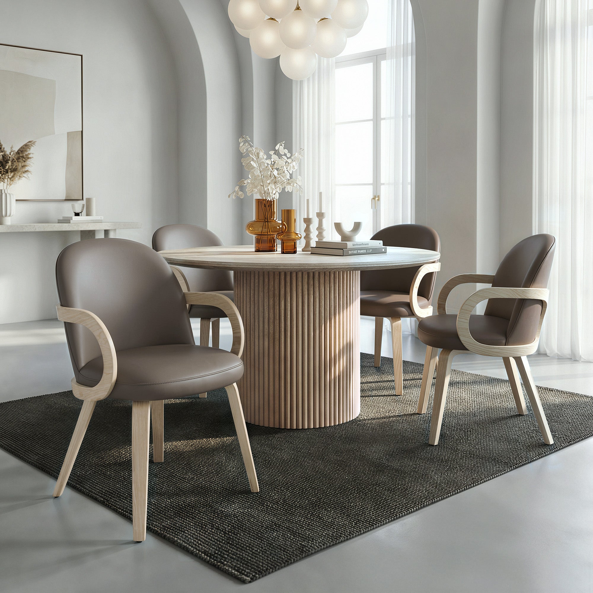 Thalia Celest 5-Piece Dining Set - Sintered Stone & Taupe-DECOROLALA