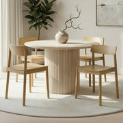 Thalia Felix 5-Piece Dining Set - Travertine Sintered Stone Oak-Dining Set-DECOROLALA