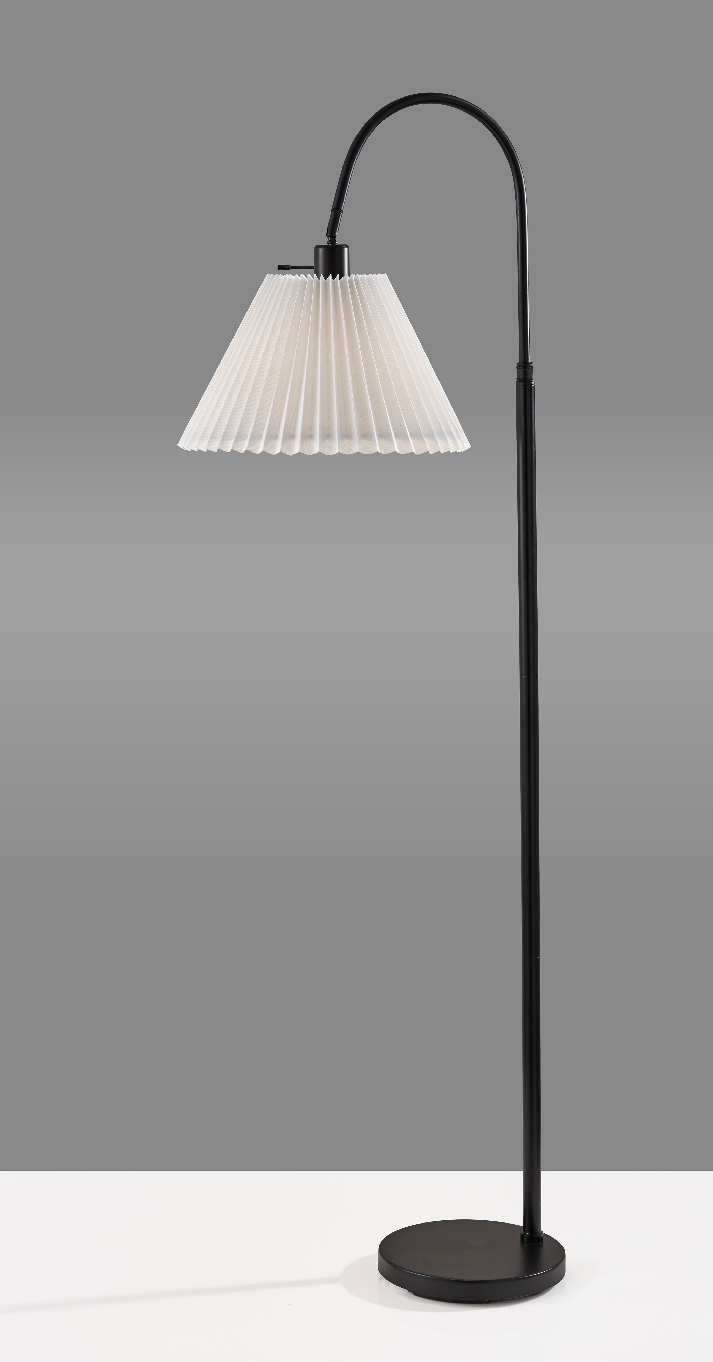 Thalia Floor Lamp - Black 58.5" White Shade-Lighting-DECOROLALA