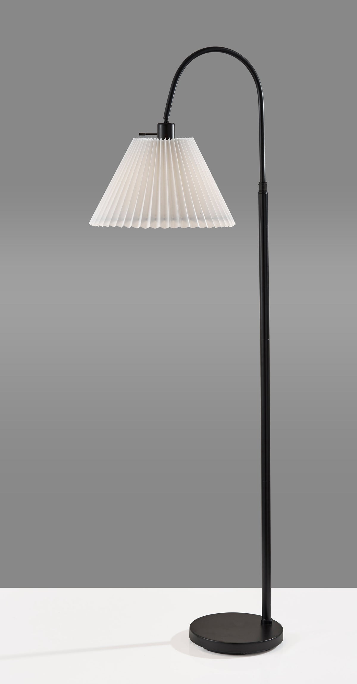 Thalia Floor Lamp - Black 58.5" White Shade-Lighting-DECOROLALA