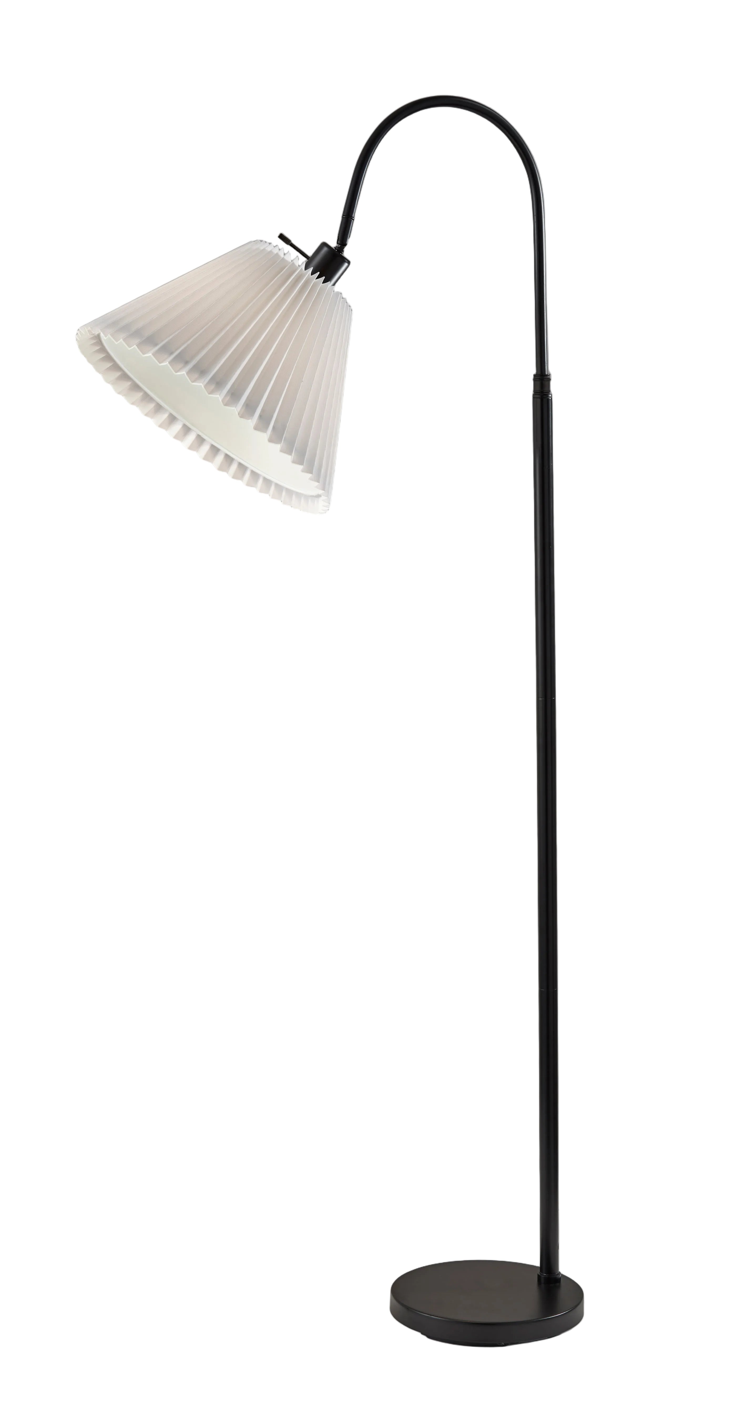 Thalia Floor Lamp - Black 58.5" White Shade-Lighting-DECOROLALA