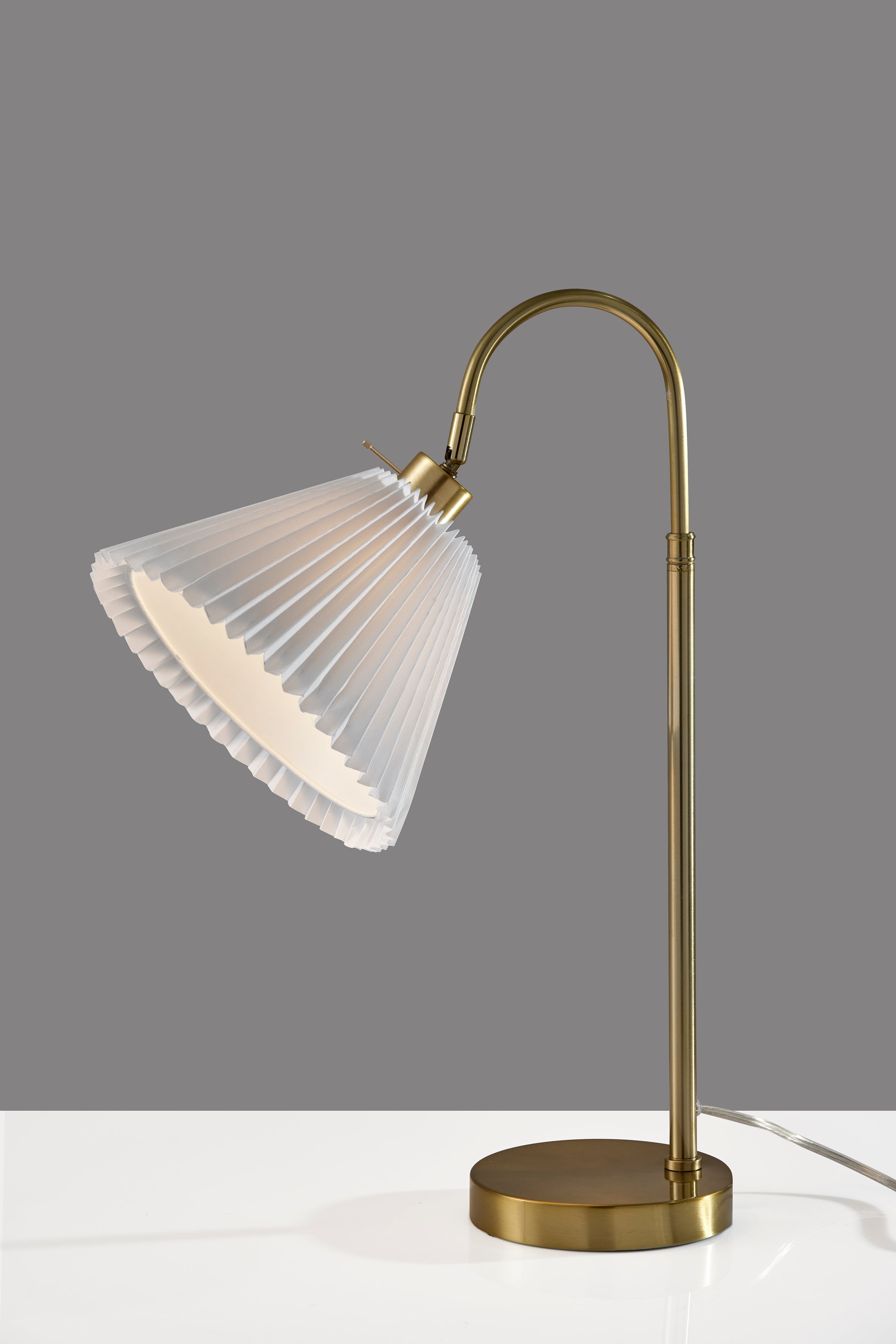 Thalia Table Lamp - Antique Brass 25" White Shade-Lighting-DECOROLALA
