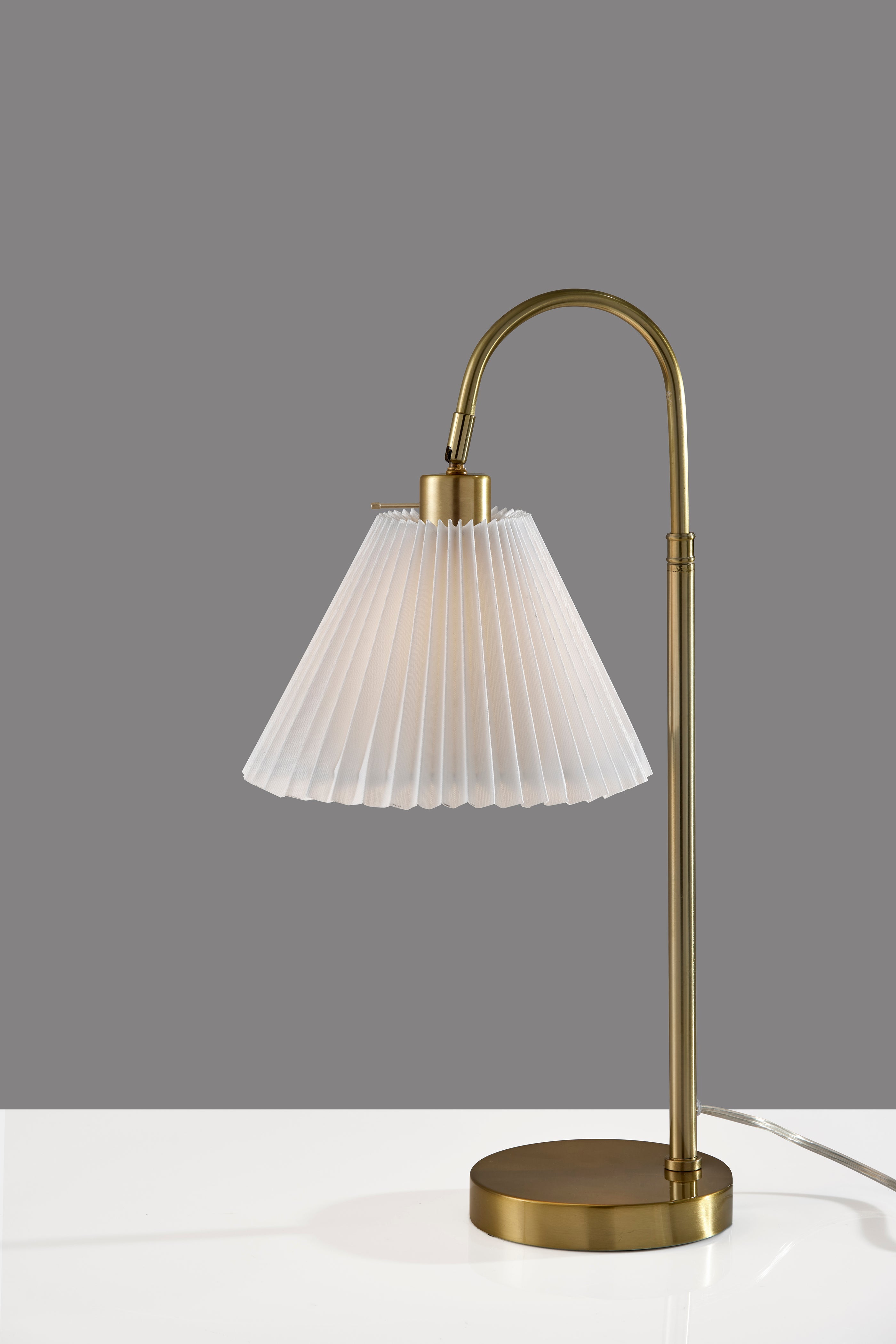 Thalia Table Lamp - Antique Brass 25" White Shade-Lighting-DECOROLALA