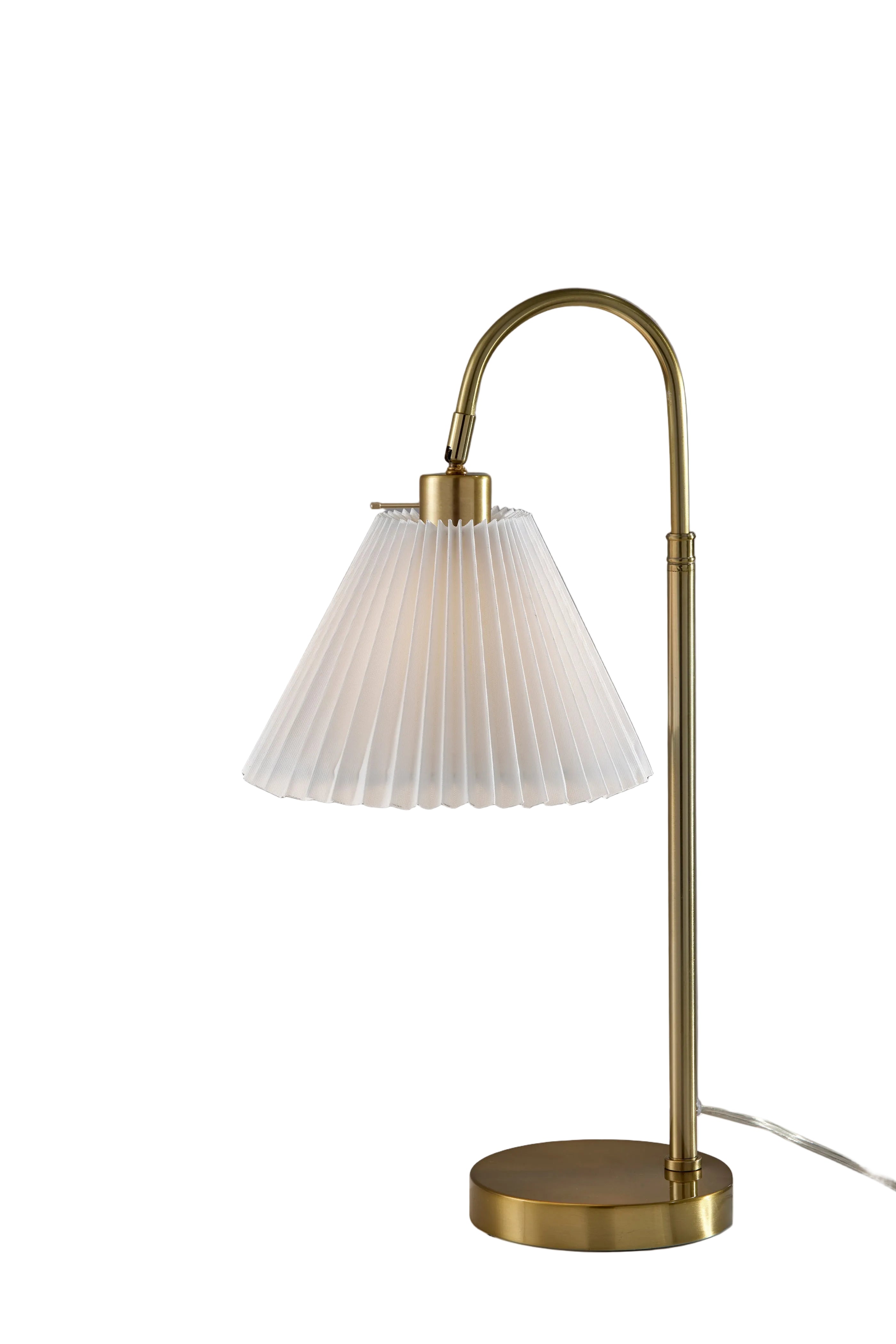 Thalia Table Lamp - Antique Brass 25" White Shade-Lighting-DECOROLALA