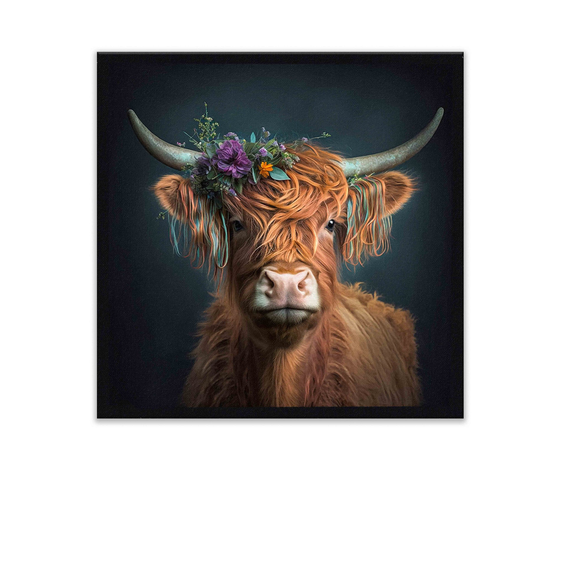 The Bison and Flowers Canvas Print 36x36-Wall Art-DECOROLALA